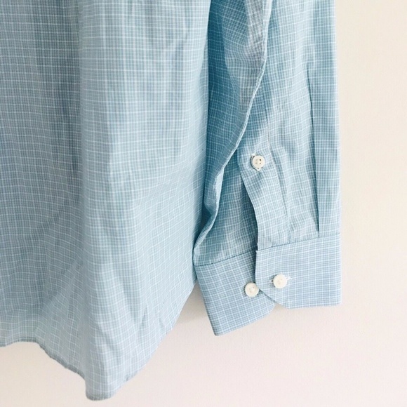 Ben Sherman | Button Front Dress Shirt Mens 16.5 Blue Striped Button Cuff - Picture 5 of 10